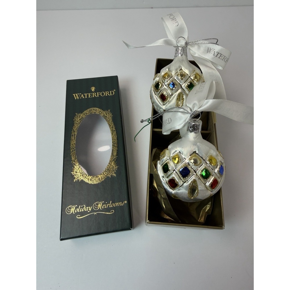Waterford Holiday Heirloom Lismore Ice Discs Glass Ornaments - Set of Two